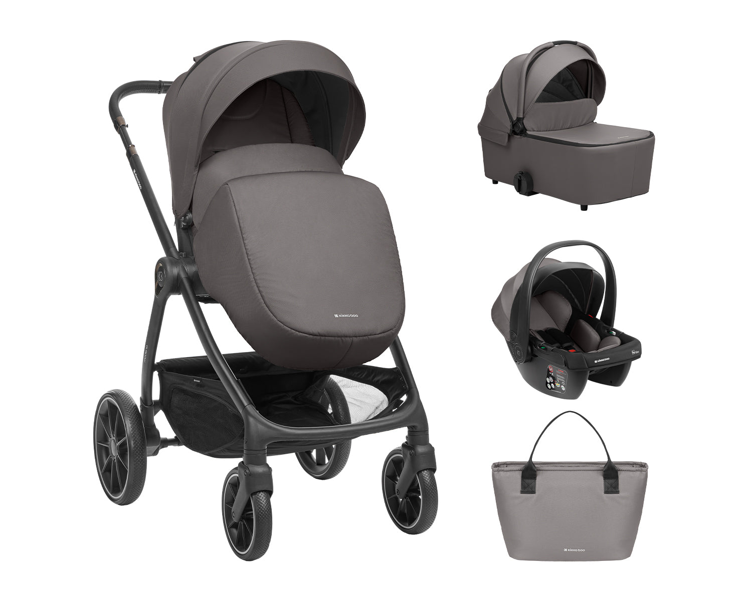 Комбинирана количка 3в1 с кош за новородено Modena Dark Grey by Kikkaboo