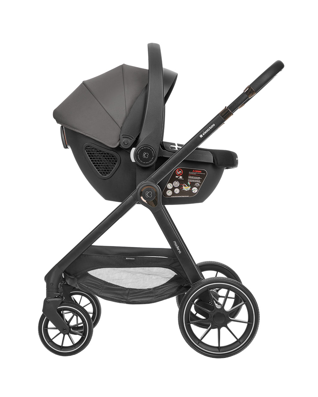 Комбинирана количка 3в1 с кош за новородено Modena Dark Grey by Kikkaboo