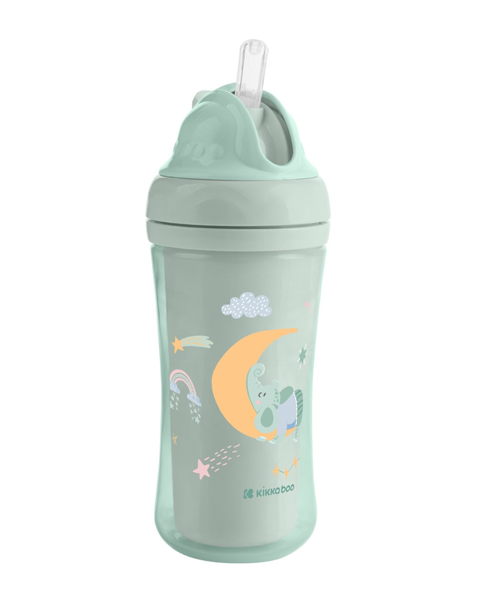 Чаша със силиконовa сламка 220мл Moony me Mint by Kikkaboo