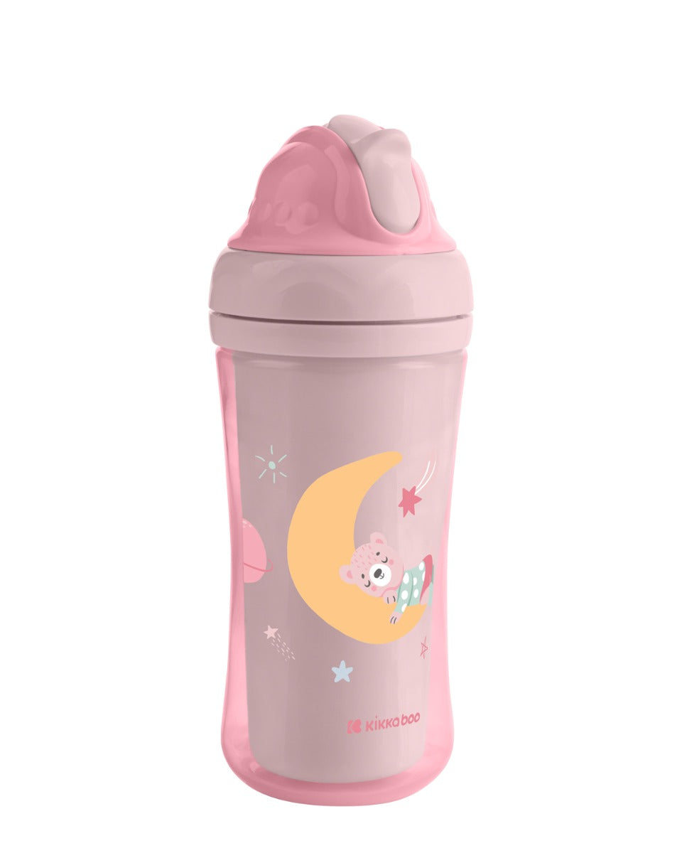 Чаша със силиконовa сламка 220мл Moony me Pink by Kikkaboo