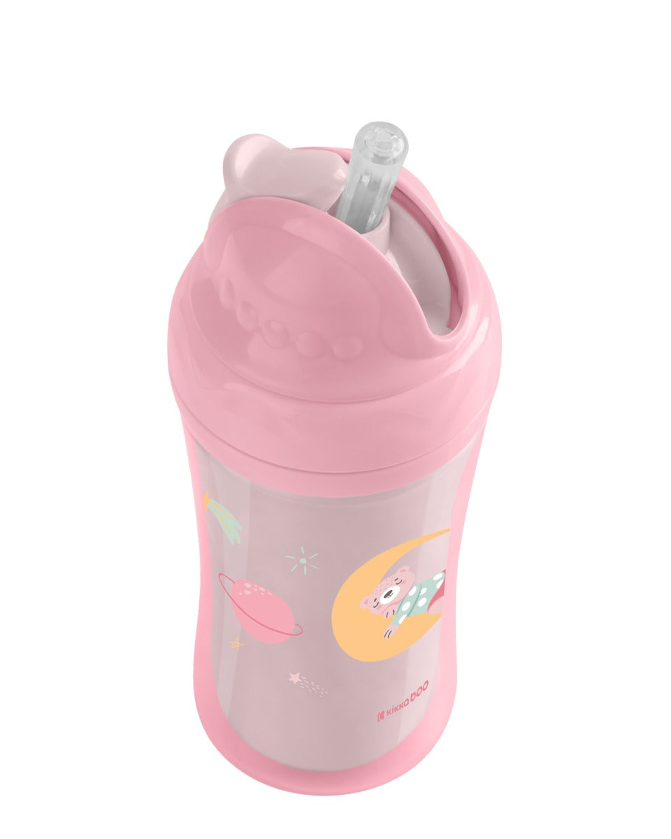 Чаша със силиконовa сламка 220мл Moony me Pink by Kikkaboo