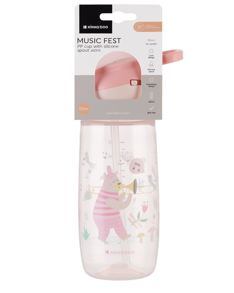 Чаша със силиконов накрайник 450мл Music Fest Pink by Kikkaboo