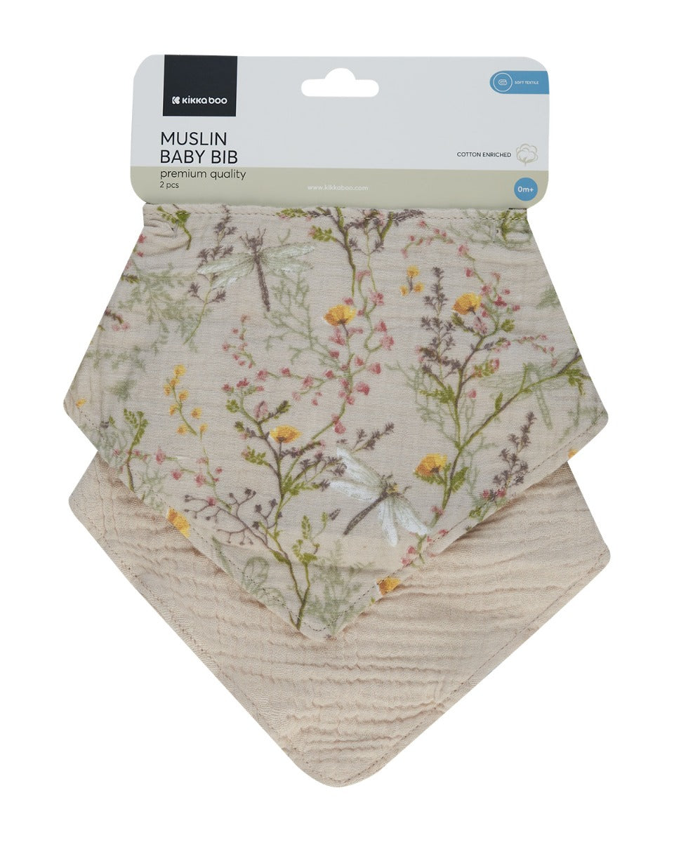Комплект 2 бр муселинов лигавник Secret Garden Beige by Kikkaboo