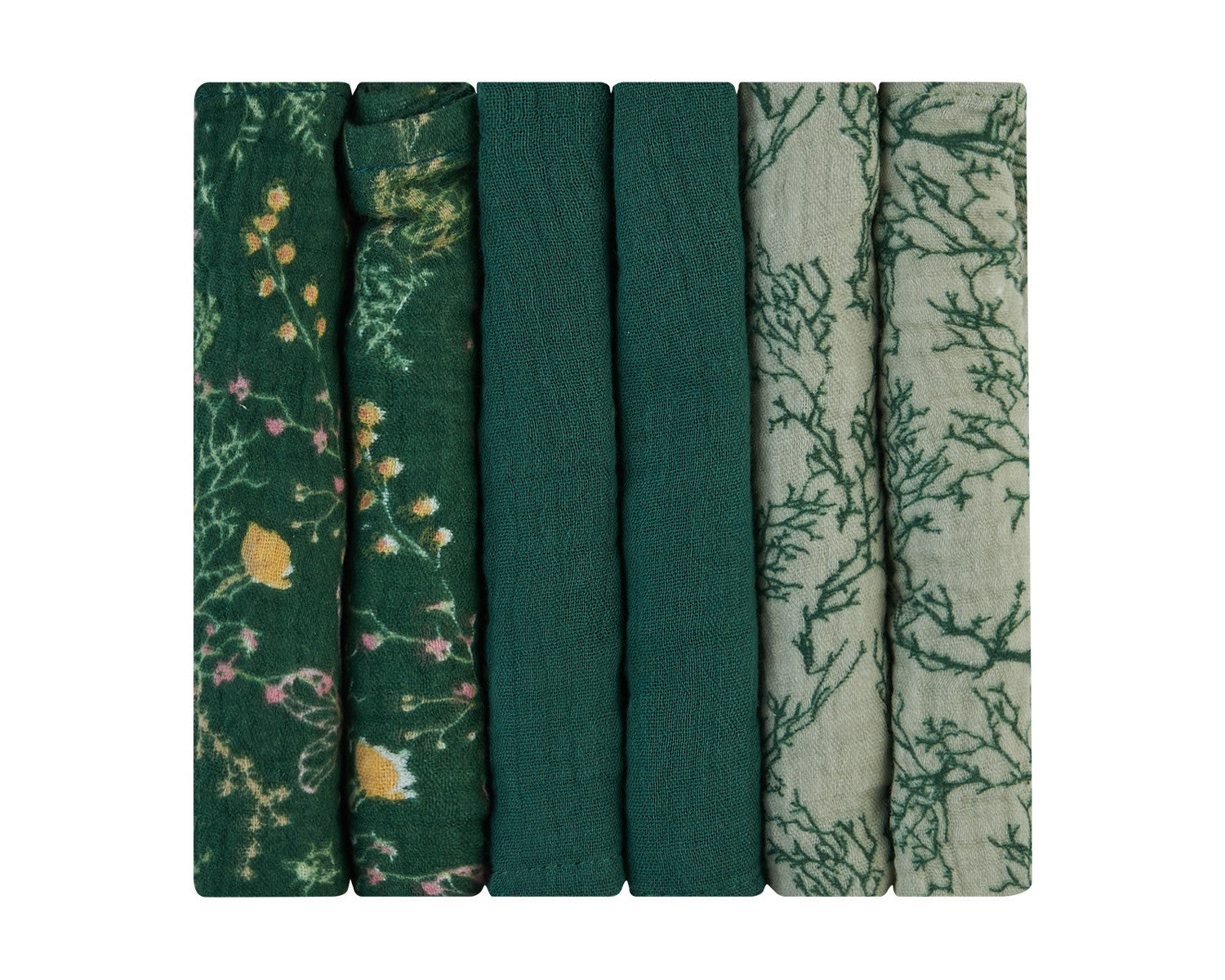 Комплект 6 бр муселинови кърпички 30х30 см Secret Garden Green by Kikkaboo