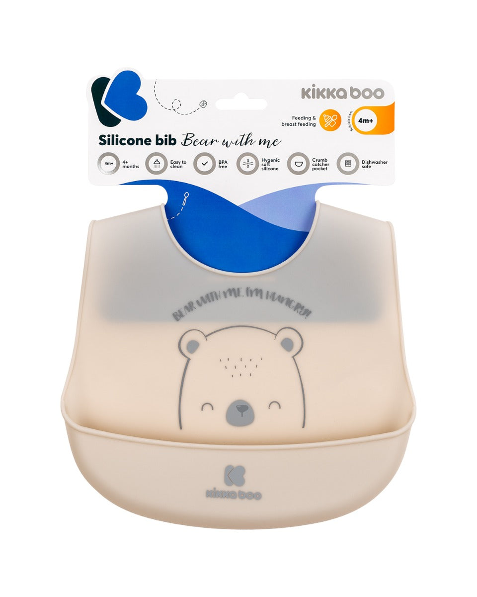 Лигавник силиконов Bear with me Grey by Kikkaboo