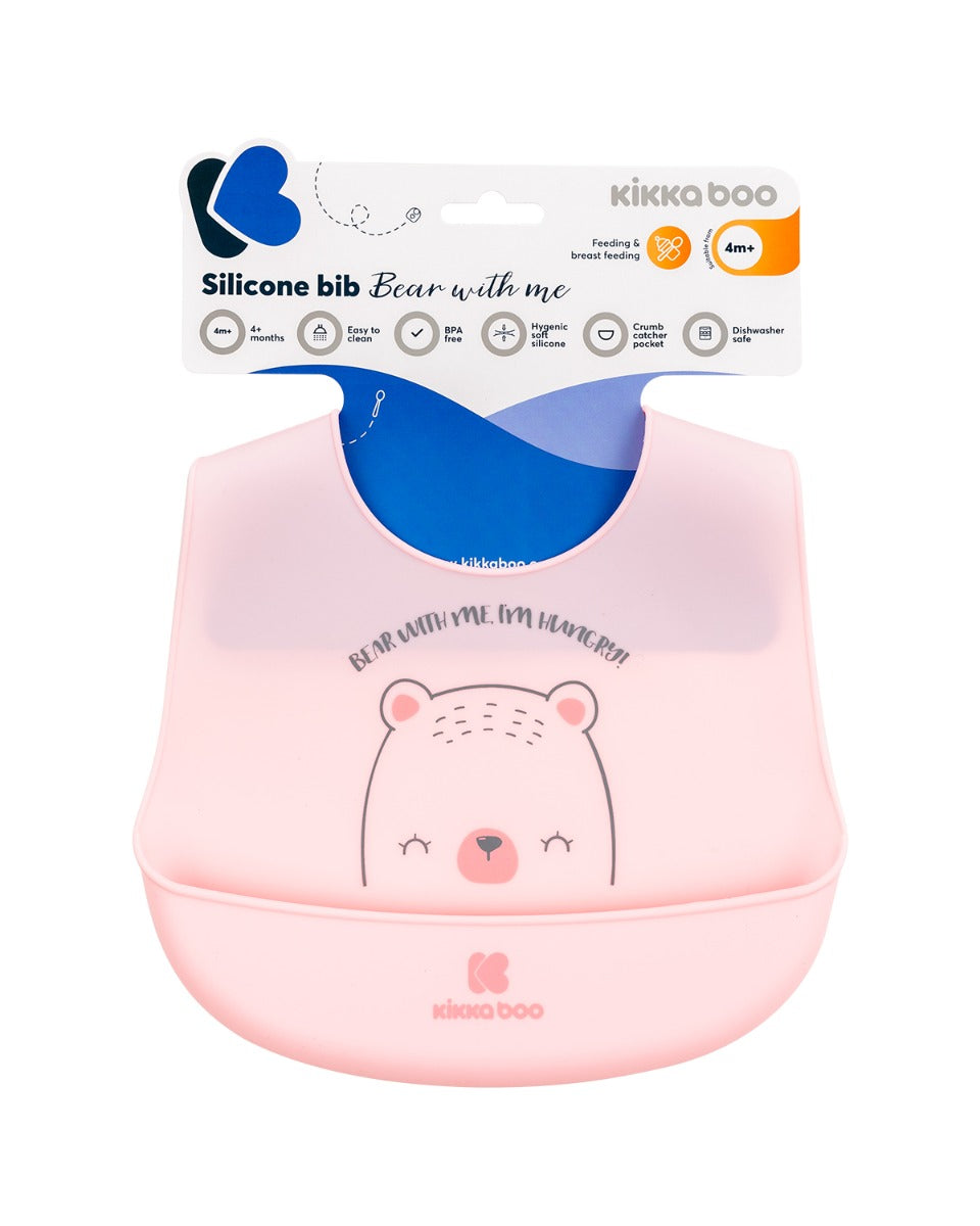 Лигавник силиконов Bear with me Pink by Kikkaboo