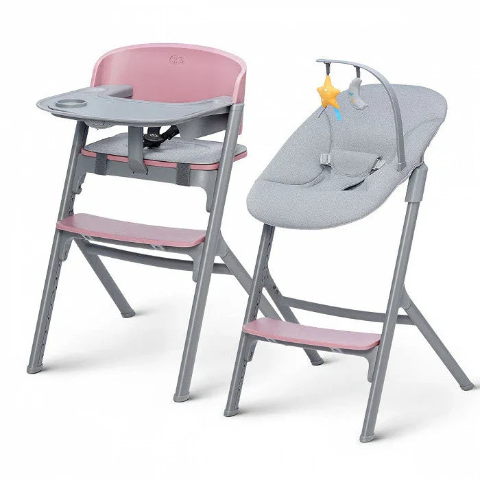 KinderKraft LIVY столче за хранене розово + CALMEE шезлонг by KinderKraft