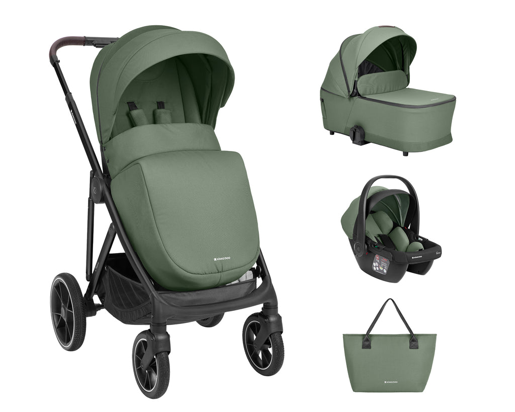Комбинирана количка 3в1 с кош за новородено Chiara Army Green by Kikkaboo