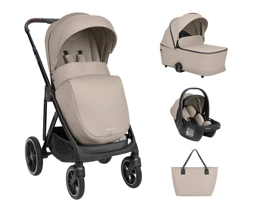 Комбинирана количка 3в1 с кош за новородено Chiara Beige by Kikkaboo
