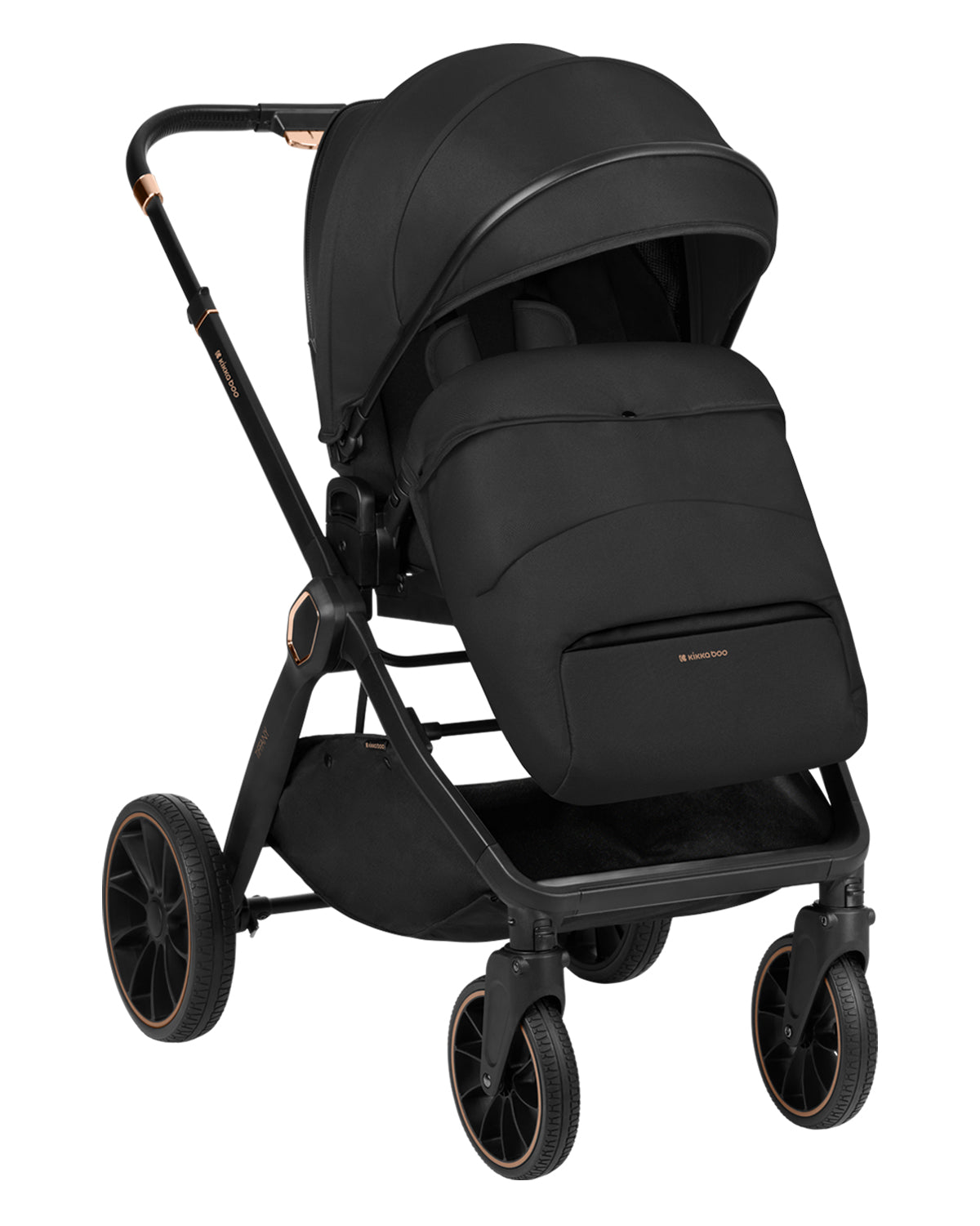 Комбинирана количка 2в1 с кош за новородено Tiffany Black 2024 by Kikkaboo