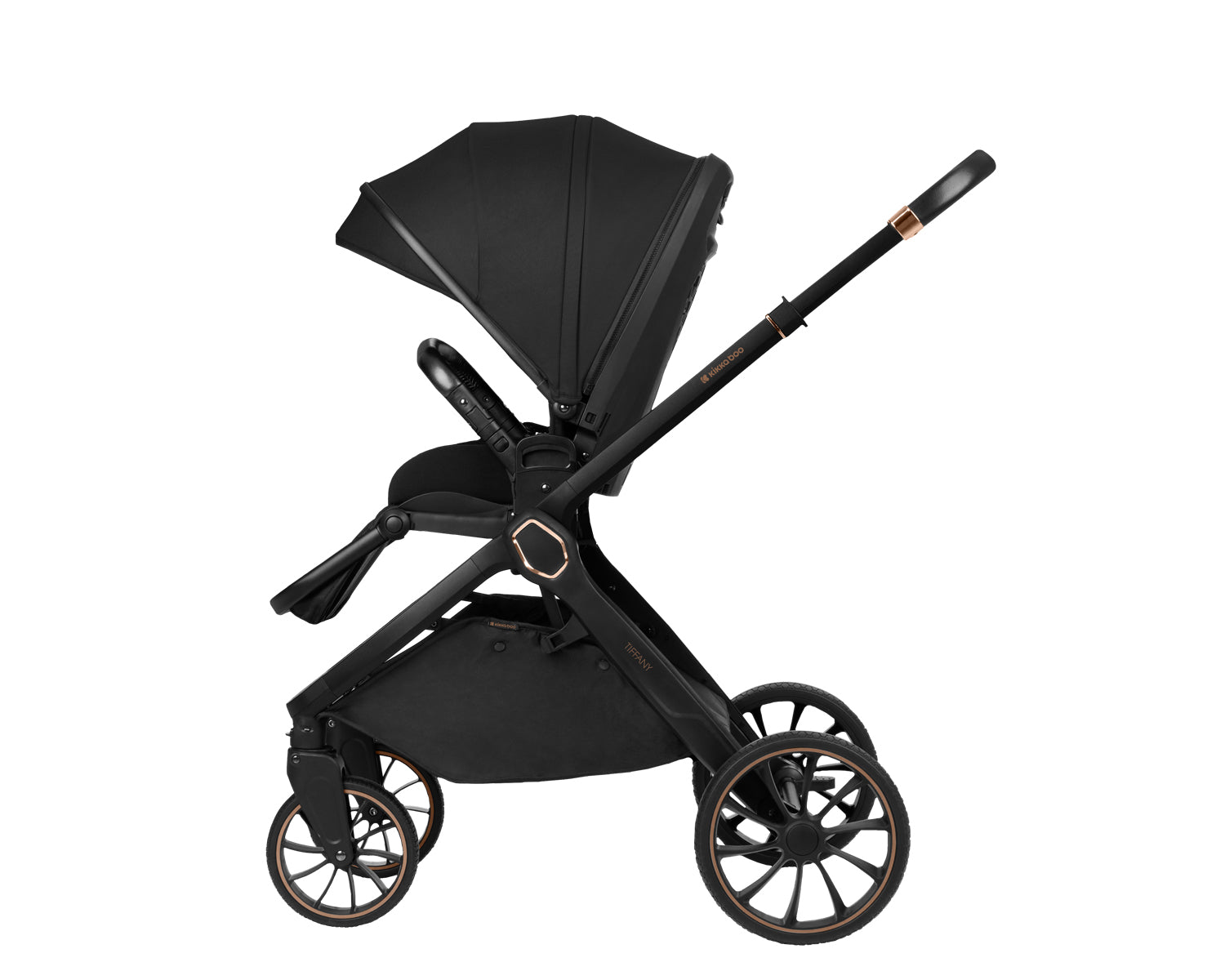 Комбинирана количка 2в1 с кош за новородено Tiffany Black 2024 by Kikkaboo