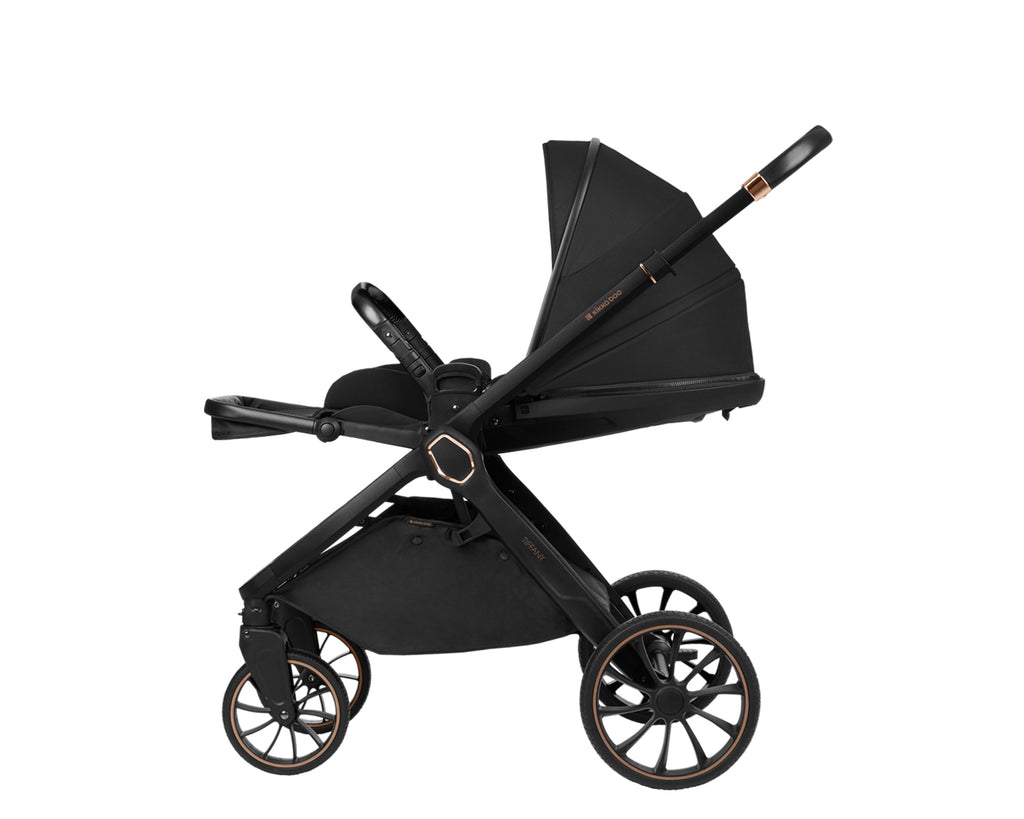 Комбинирана количка 2в1 с кош за новородено Tiffany Black 2024 by Kikkaboo