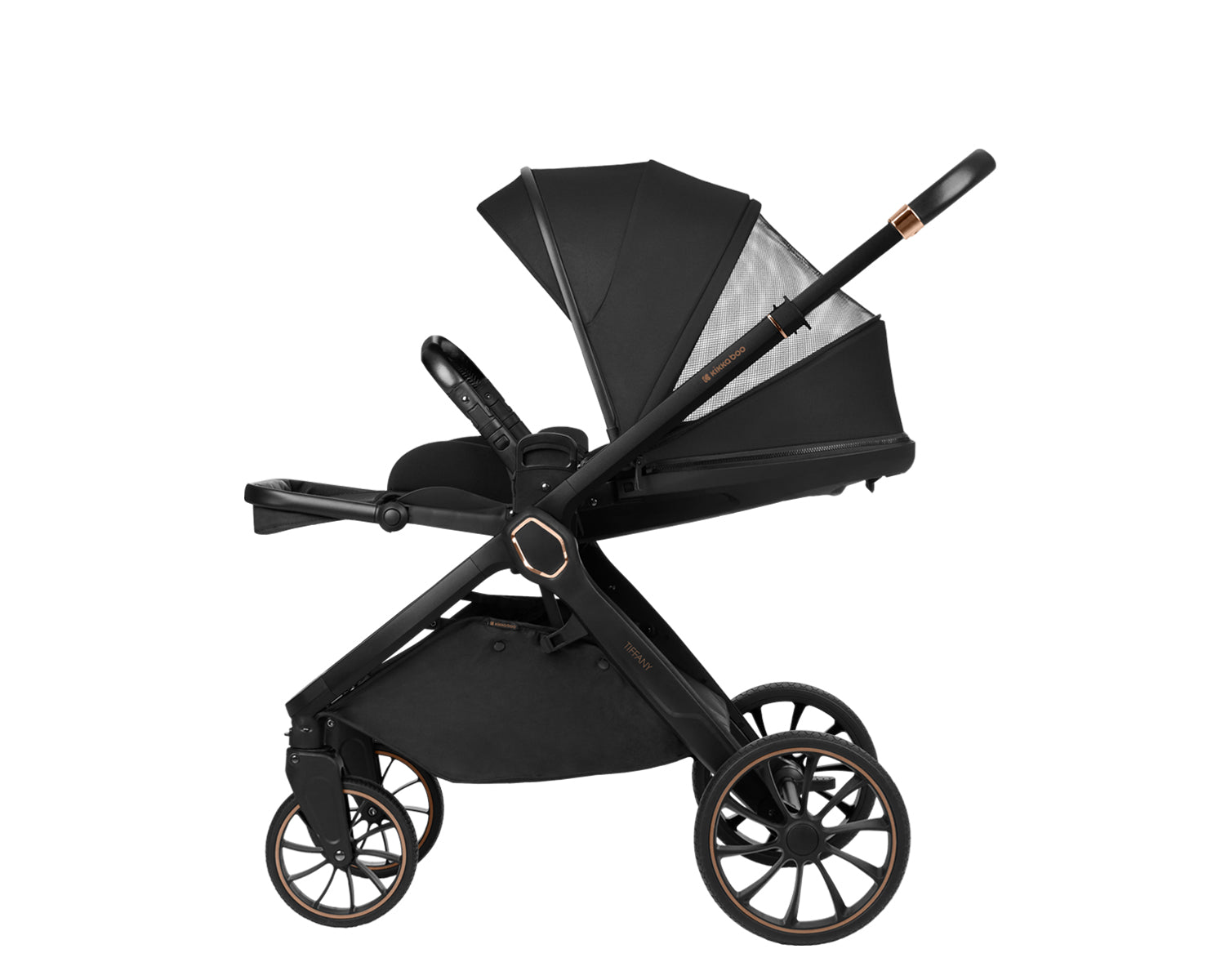 Комбинирана количка 2в1 с кош за новородено Tiffany Black 2024 by Kikkaboo