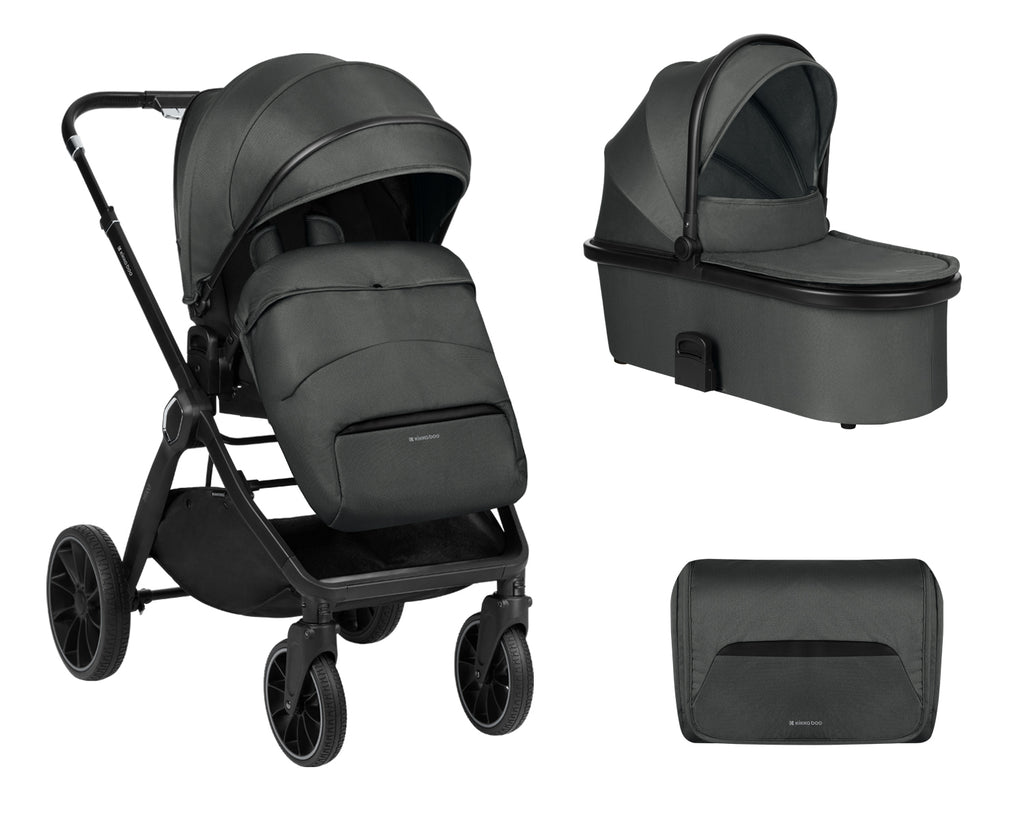 Комбинирана количка 2в1 с кош за новородено Tiffany Dark Grey 2024 by Kikkaboo