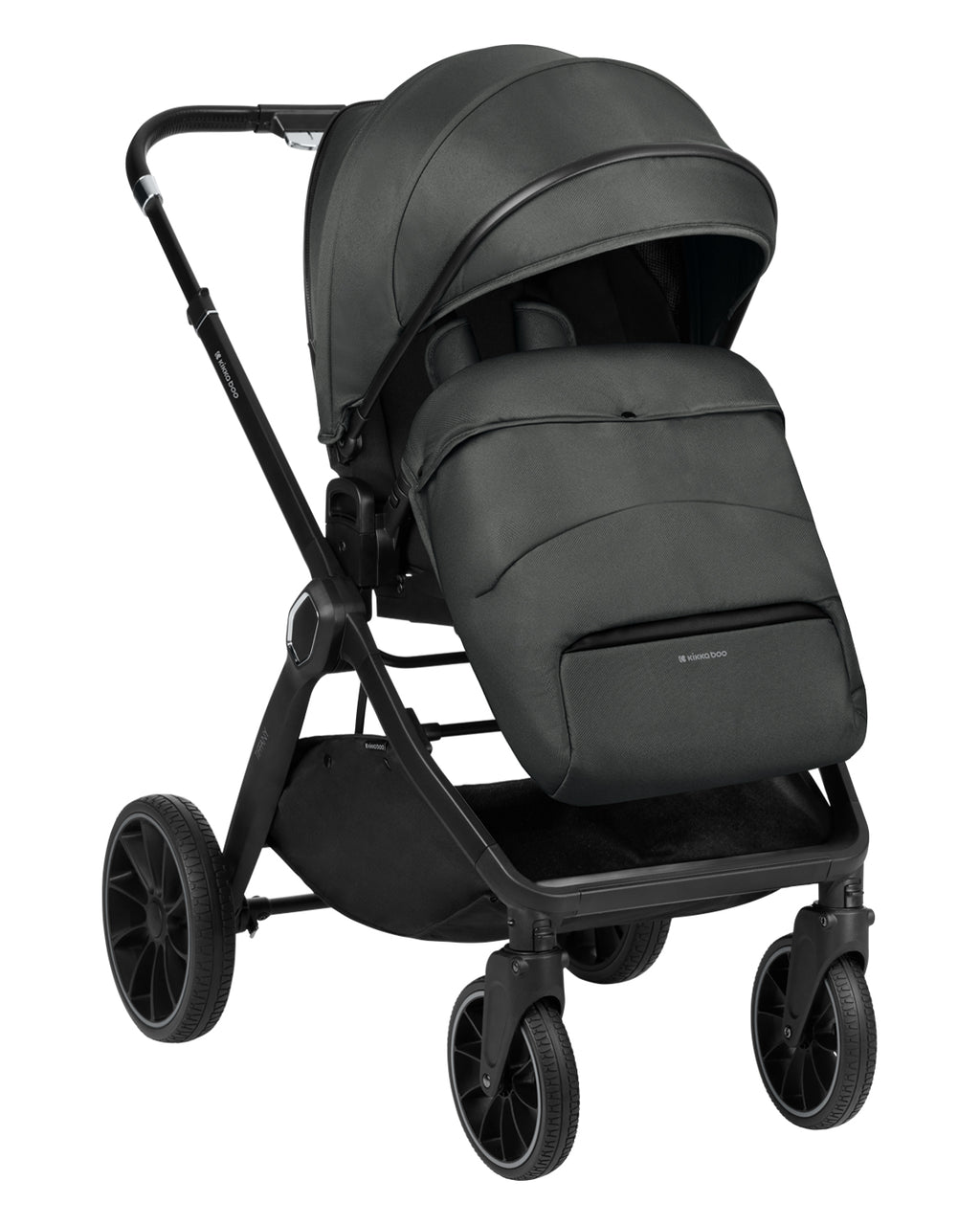 Комбинирана количка 2в1 с кош за новородено Tiffany Dark Grey 2024 by Kikkaboo