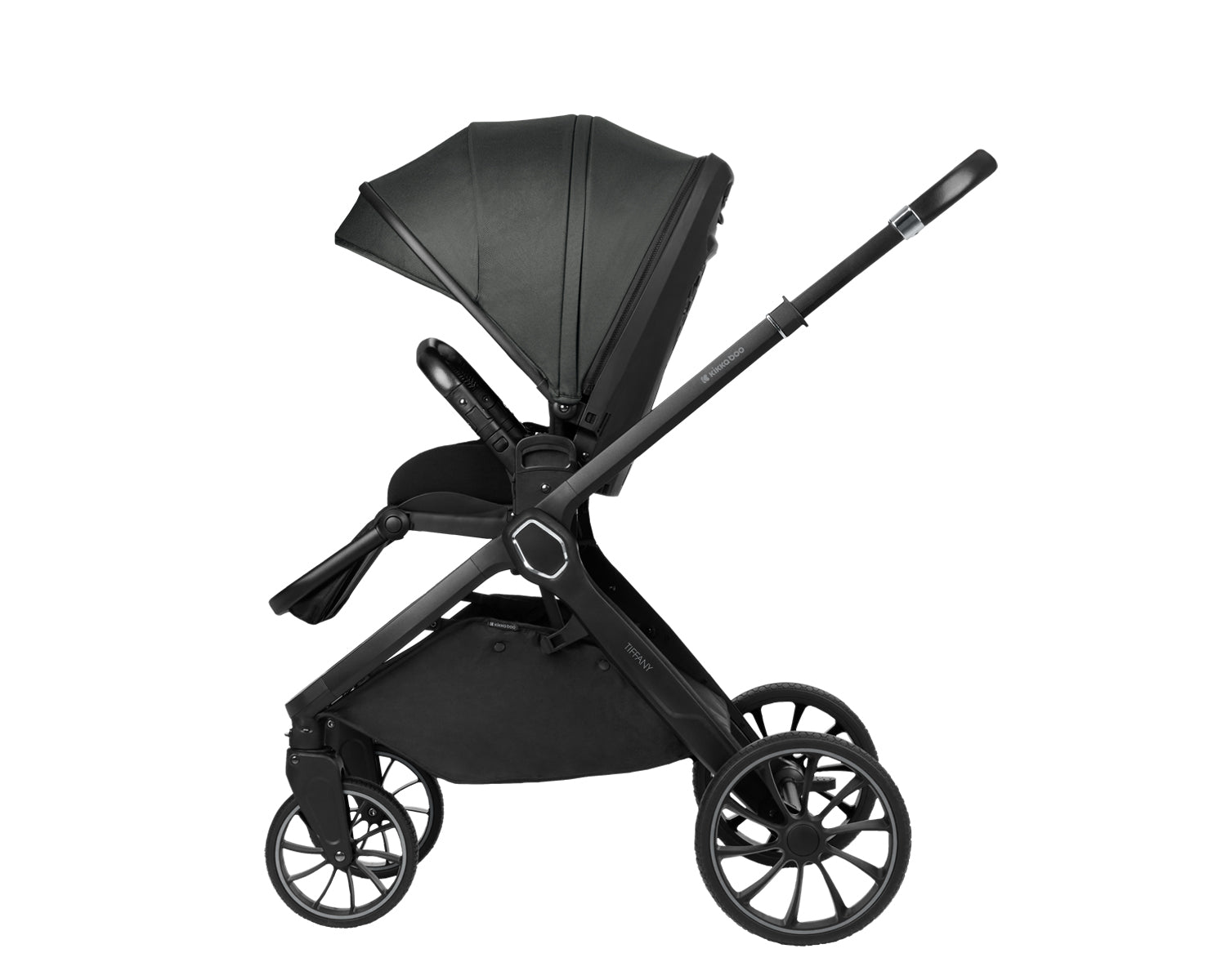 Комбинирана количка 2в1 с кош за новородено Tiffany Dark Grey 2024 by Kikkaboo