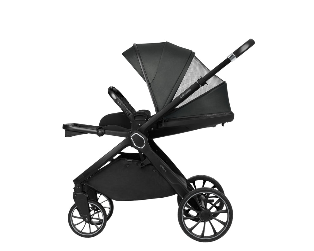 Комбинирана количка 2в1 с кош за новородено Tiffany Dark Grey 2024 by Kikkaboo