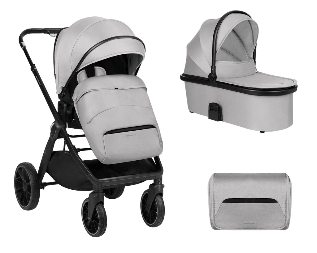 Комбинирана количка 2в1 с кош за новородено Tiffany Light Grey 2024 by Kikkaboo