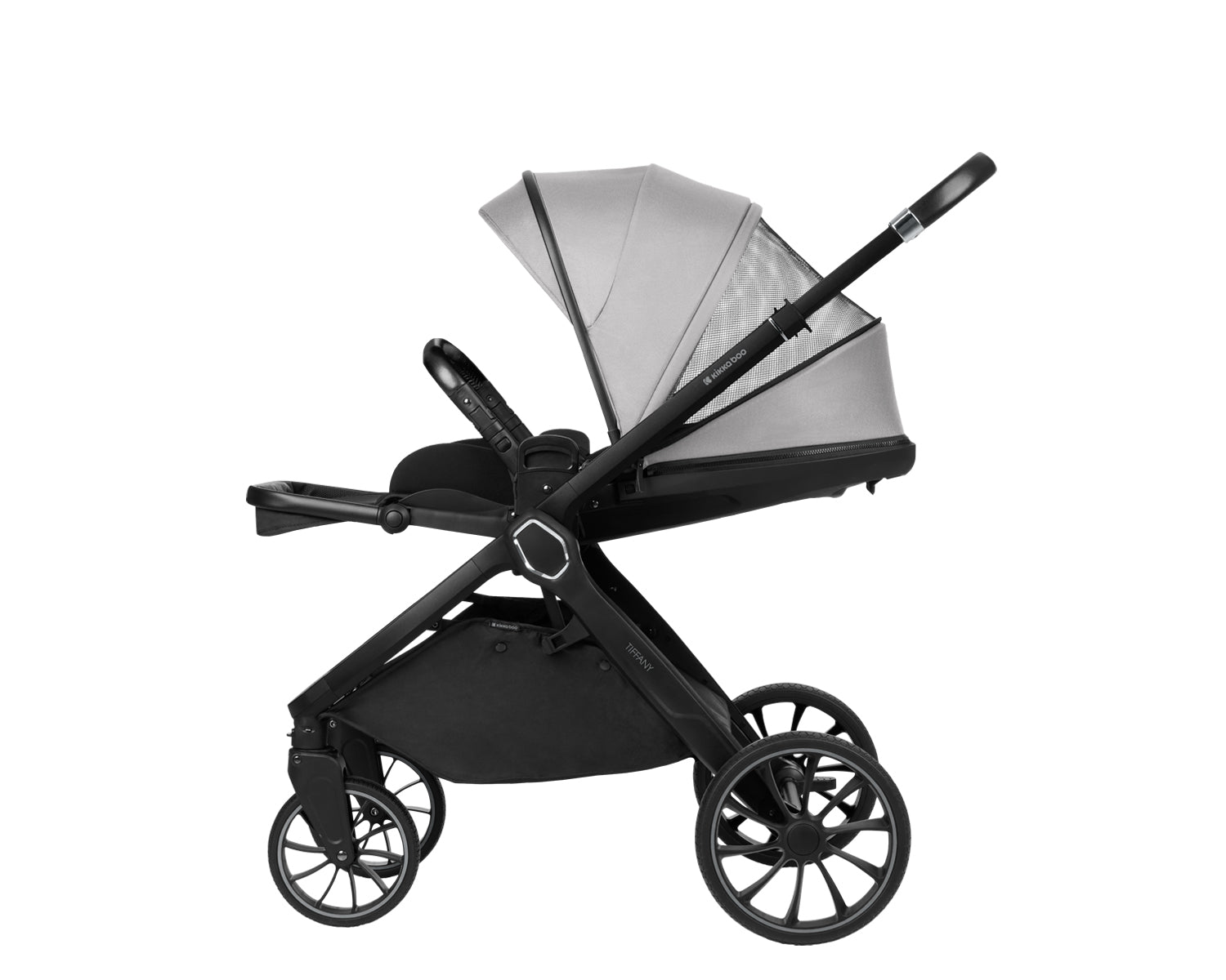 Комбинирана количка 2в1 с кош за новородено Tiffany Light Grey 2024 by Kikkaboo